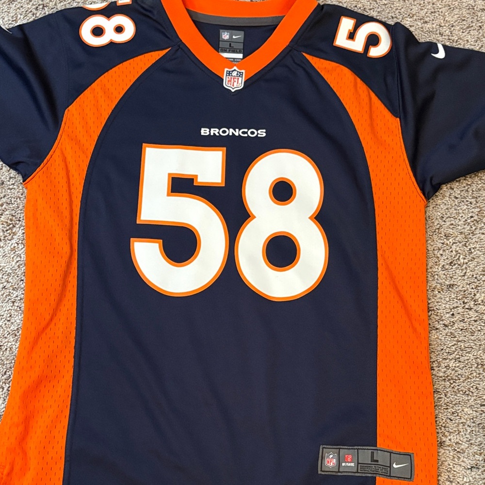 Nike Navy and Orange Jersey with Number 58